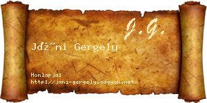 Jáni Gergely névjegykártya